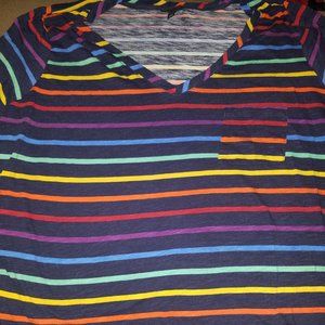 Torrid Rainbow Stripe V-Neck Pocket Tee Plus 5XL